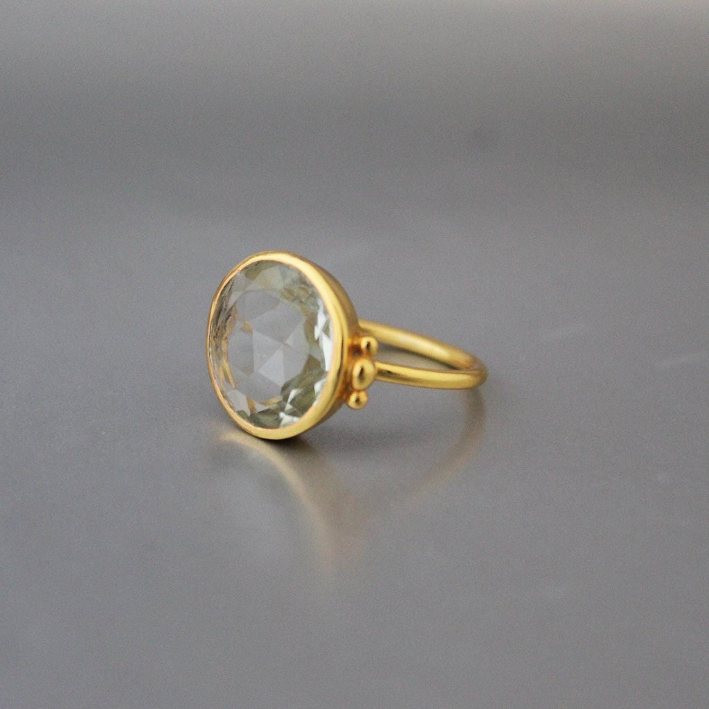 Green Amethyst Ring, Prasiolite Ring, 925 Solid Sterling Silver, 14k Gold Vermeil, Gift For Mother, February Birthstone