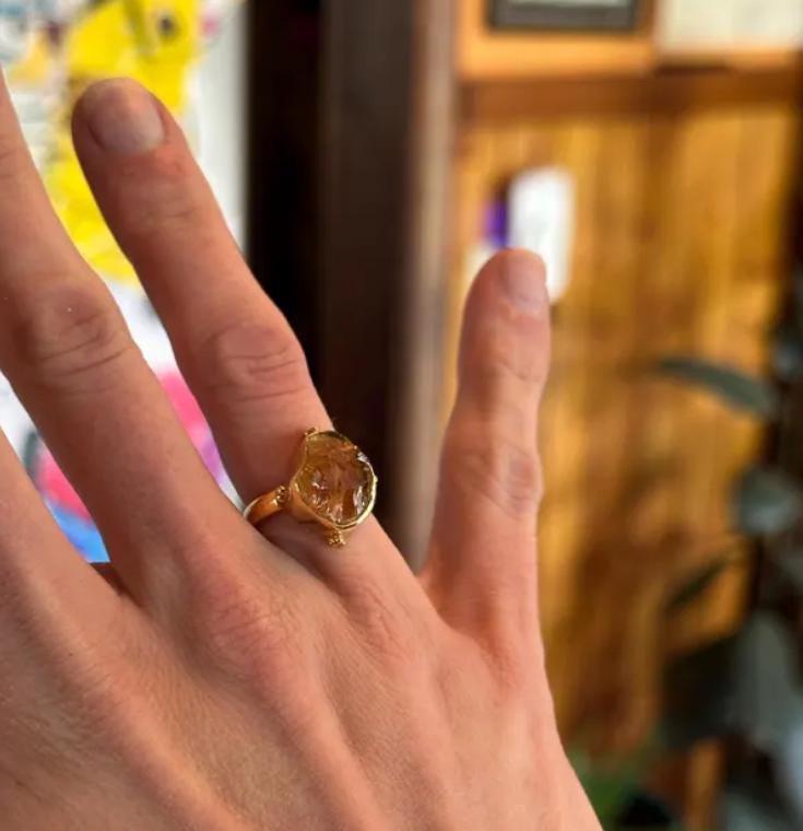 Raw Citrine Ring: Handmade Sterling Silver November Birthstone