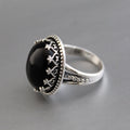 Black Onyx Silver Ring, Oval Cabochon Birthstone, Handmade Gemstone Jewelry, Boho Statement Ring, Healing Crystal Ring Gift, Everyday ring