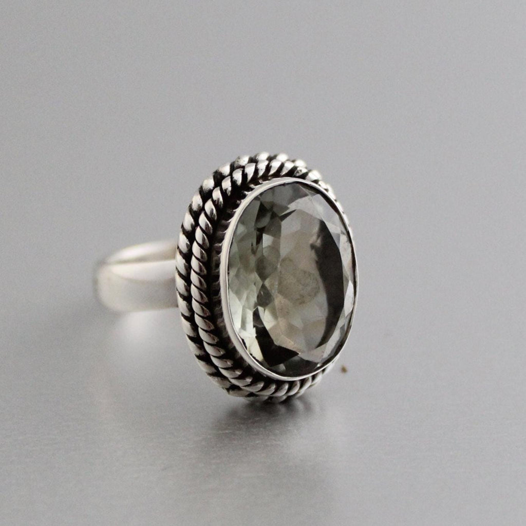 Green Amethyst Prasiolite Ring, Vintage Jewelry, Green Gemstone Ring, 925 Sterling Silver, Birthday Gift, February Birthstone