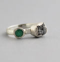 Raw Diamond Engagement Ring, Natural Emerald Ring, Engagement Ring, Uncut Diamond Ring, April Birthstone, Gift For Her, Gift for Girlfriend