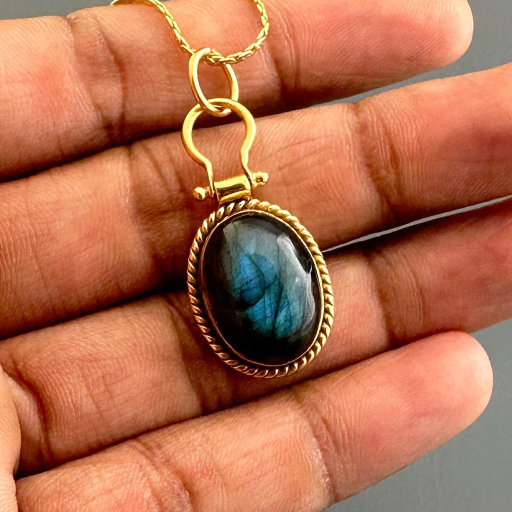 Labradorite Necklace, Sterling Silver Framed Gemstone Pendant, Birthday Gift, Gemstone Necklace, Christmas Gift