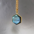 Labradorite Necklace, Hexagon Necklace, Crystal Necklace, Healing Energy Stone Moonstone, Gemstone Charm Necklace, Birthday Gift