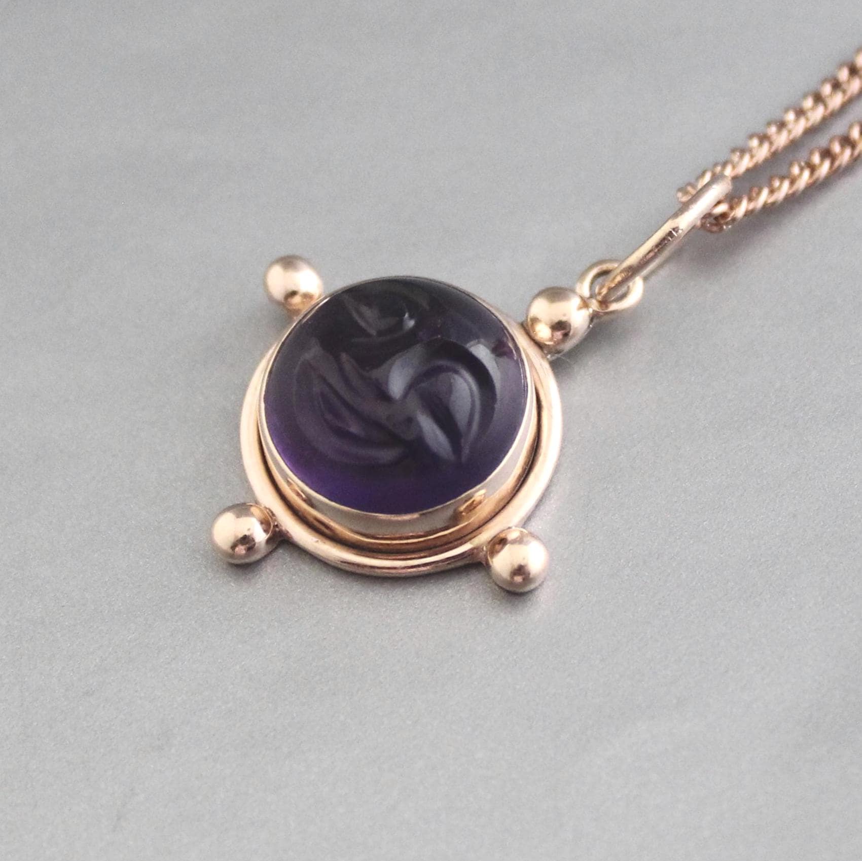 Celestial Jewelry Amethyst Pendant, Sterling Silver, Anxiety Relief, February Birthstone, Gift For Sister, Rose Gold Necklace