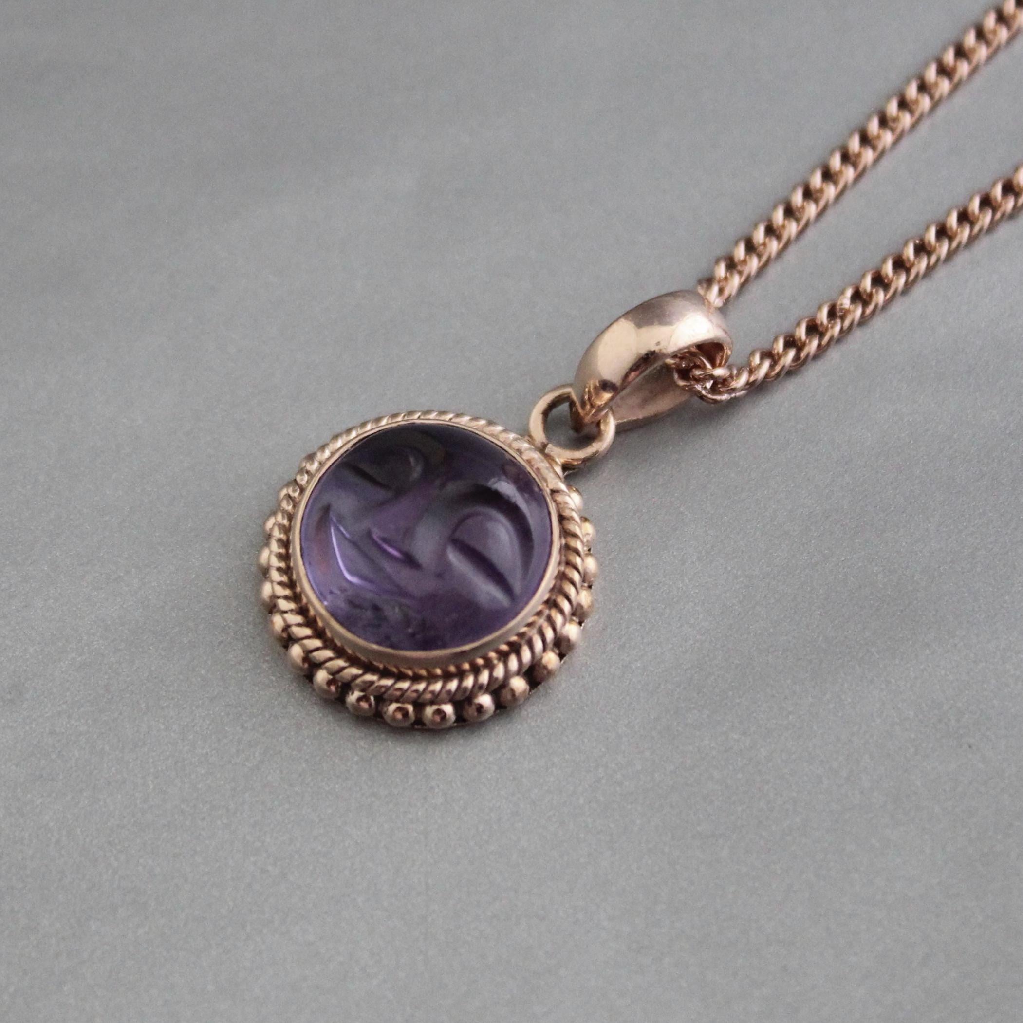 Amethyst Necklace, Rose Gold Necklace, Feburary Birthstone Jewelry, Boho Handmade, Personalized Gemstone Boho Jewelry