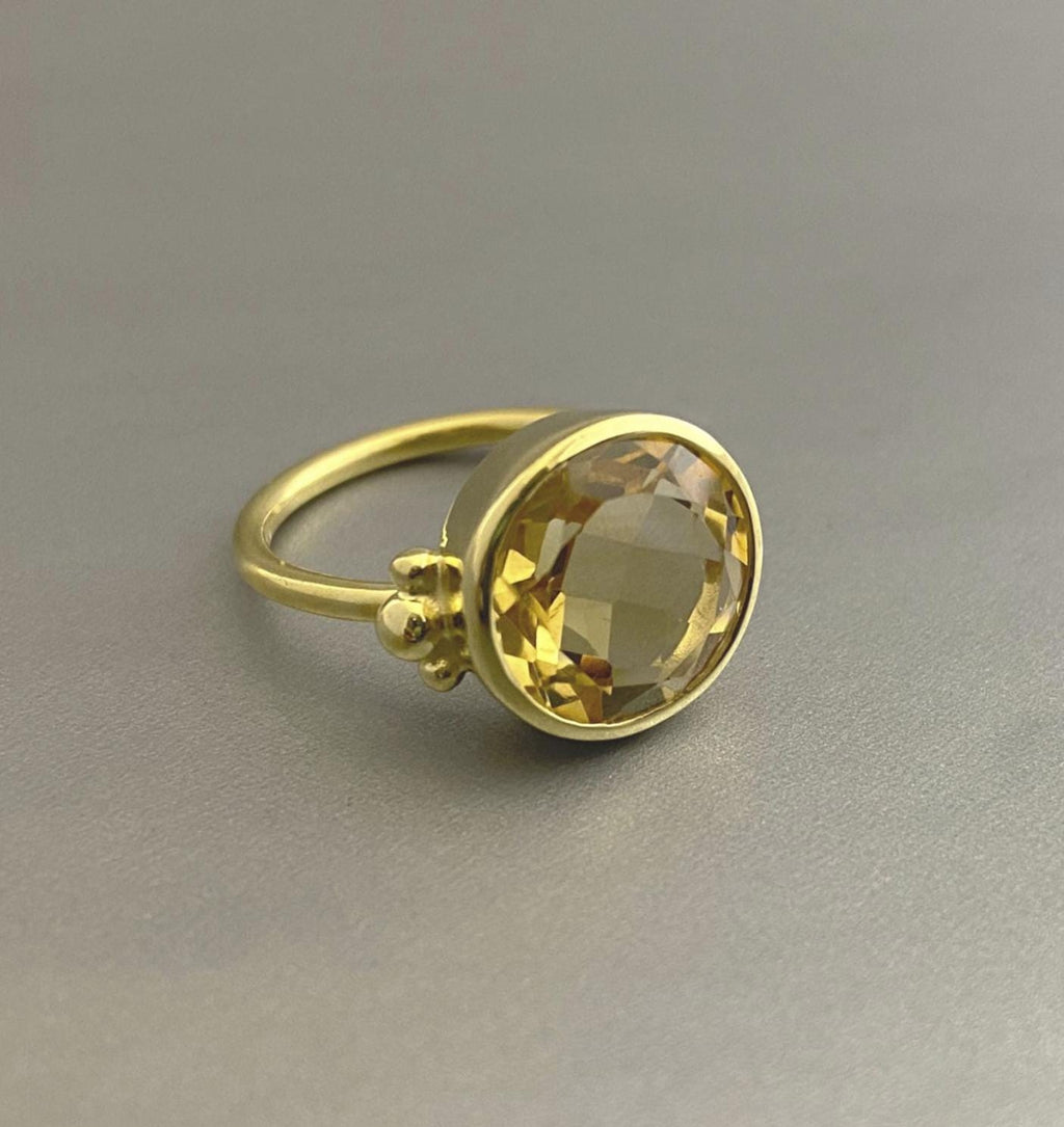 Citrine Gemstone Ring, Handmade Ring, Dainty Ring, Statement Rings, 18K Gold Plated Sterling Silver, November Birthstone