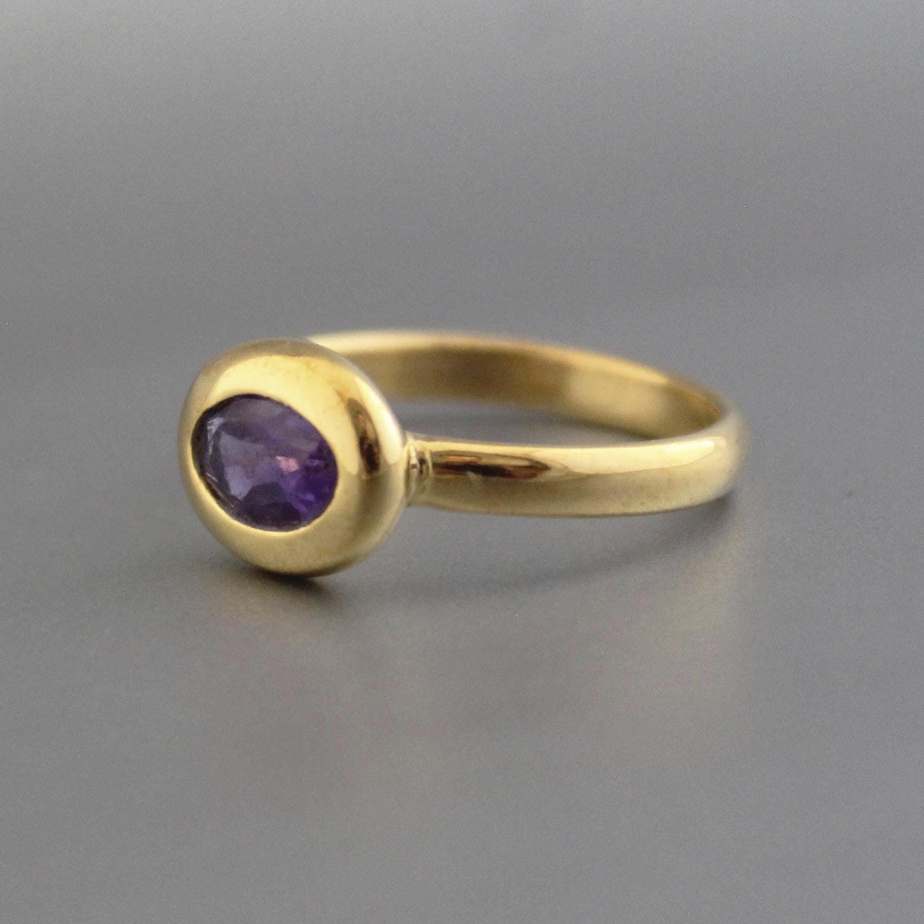 Amethyst Ring, 14K Gold Filled, Rings for Women Unique Solitaire Stackable Ring Anniversary Gift for Her Custom