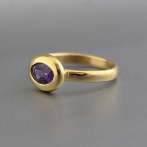 Amethyst Ring, 14K Gold Filled, Rings for Women Unique Solitaire Stackable Ring Anniversary Gift for Her Custom