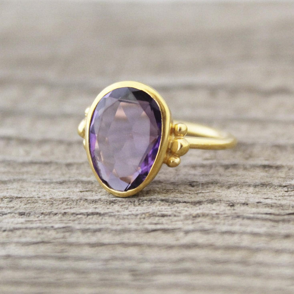 Handmade Sterling Silver Amethyst Ring, February Birthstone Jewelry, Natural Gemstone Jewelry, Birthday Gift For Her