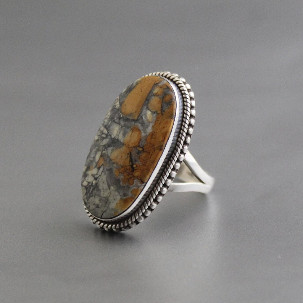 Oval Jasper Ring, Handmade 925 Sterling Silver Birthstone Jewelry, Brown Gemstone, Jaspering, Designer Ring, Gift For Her