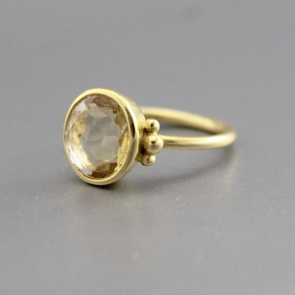 Citrine Gemstone Ring, Handmade Ring, Dainty Ring, Statement Rings, 18K Gold Plated Sterling Silver, November Birthstone