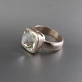 Green Amethyst Prasiolite Ring, 18K Rose‑Gold filled, February Birthstone, Green Gemstone rings, Rings for women