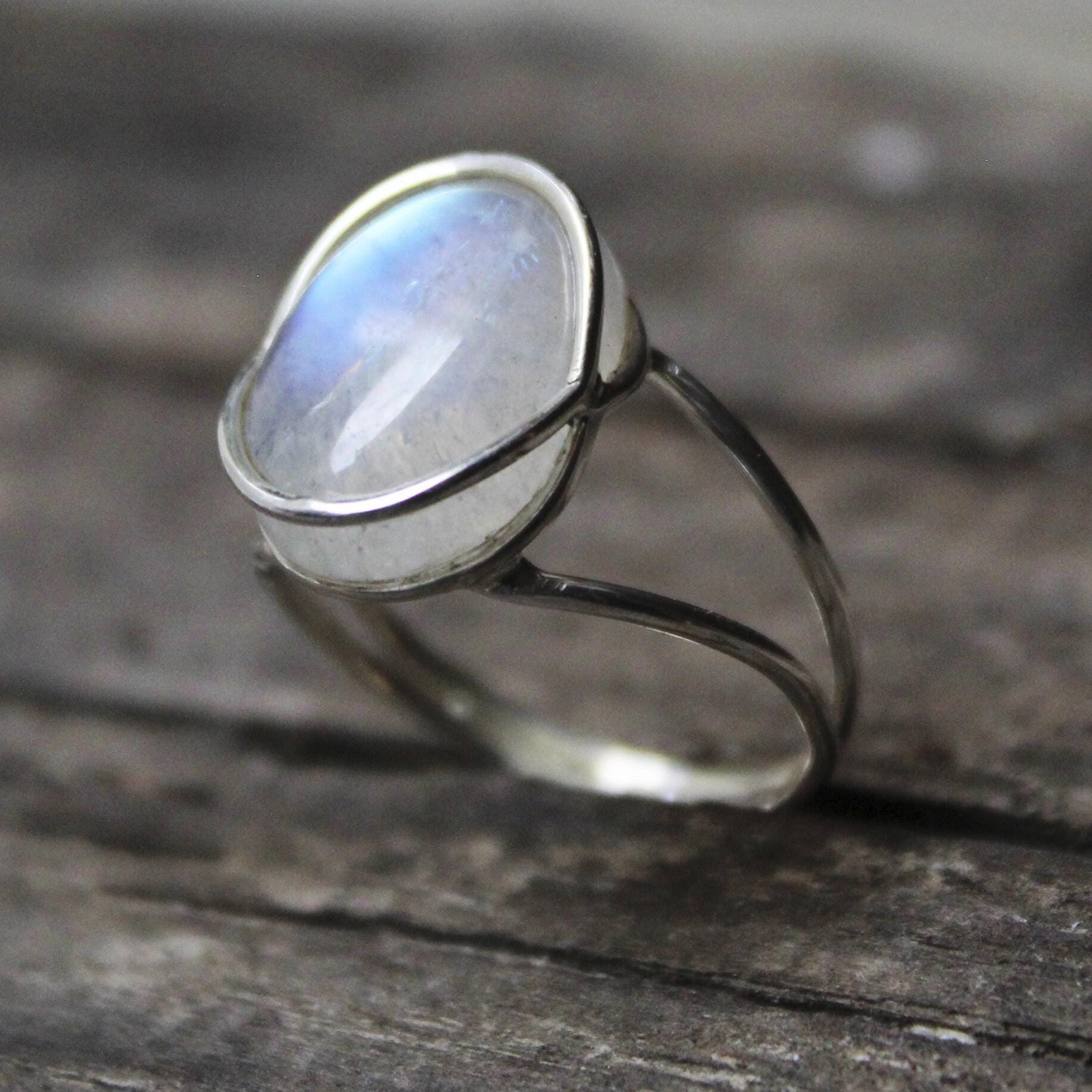 Rainbow Moonstone Ring, 925 Sterling Silver, Nature Inspired Ring, Promise Ring, Women Gift