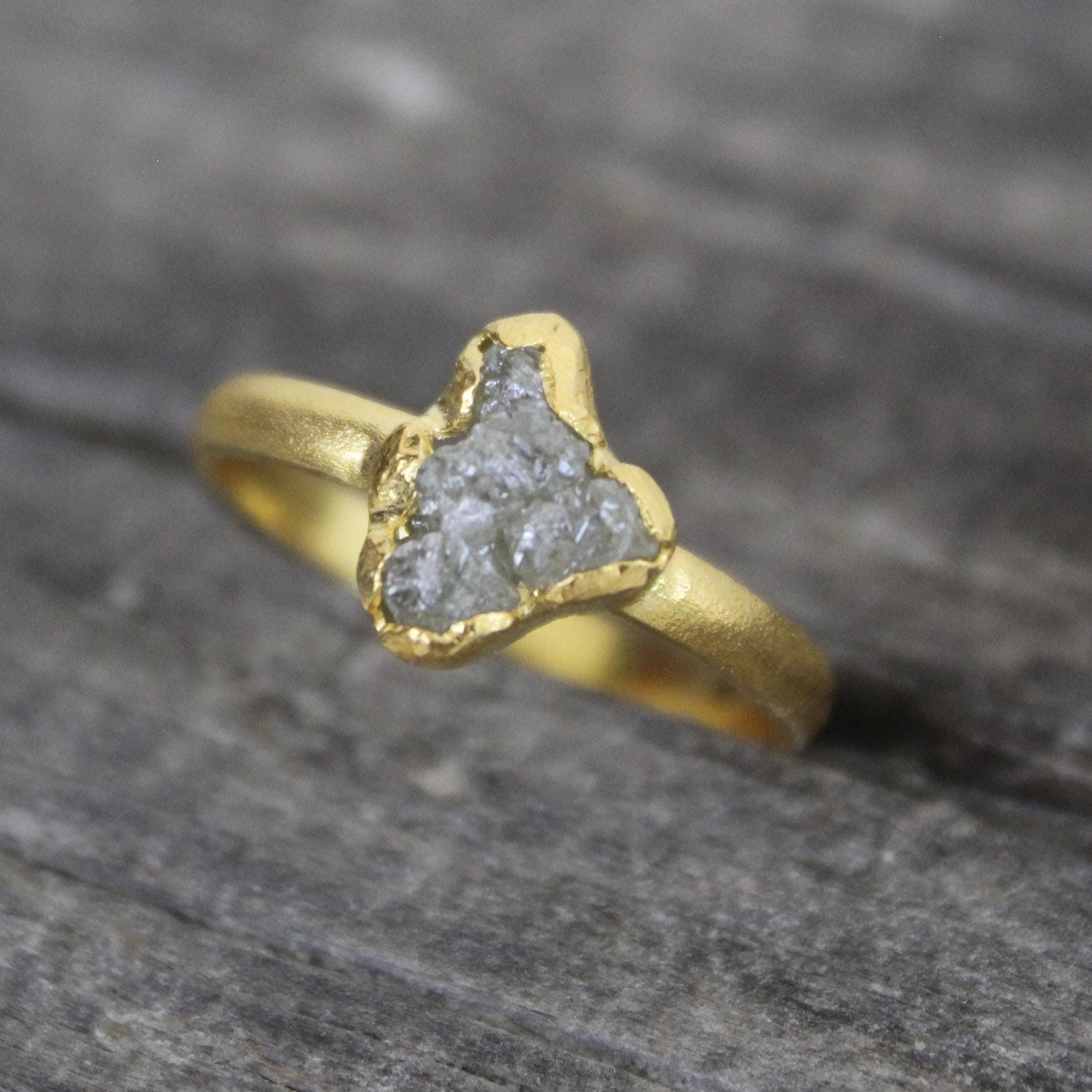 Raw Diamond Engagement Ring, 14k Gold Filled, Natural Rough Diamond, Uncut Diamond Ring, April Birthstone, Gift For Her