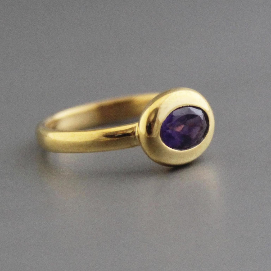 Amethyst Ring, 14K Gold Filled, Rings for Women Unique Solitaire Stackable Ring Anniversary Gift for Her Custom