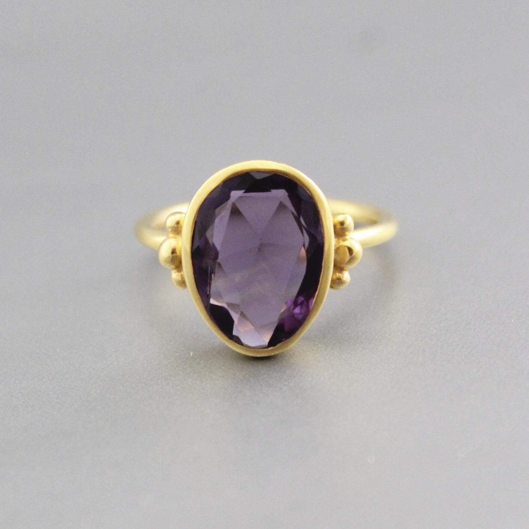 Handmade Sterling Silver Amethyst Ring, February Birthstone Jewelry, Natural Gemstone Jewelry, Birthday Gift For Her