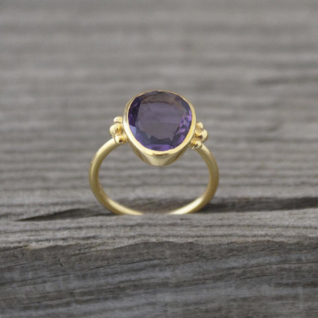 Handmade Sterling Silver Amethyst Ring, February Birthstone Jewelry, Natural Gemstone Jewelry, Birthday Gift For Her