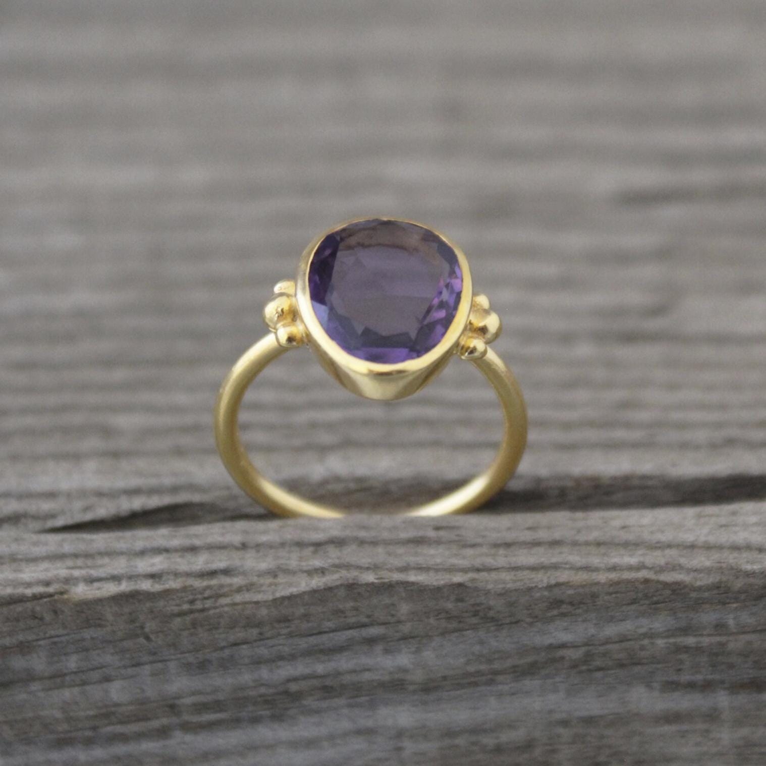 Handmade Sterling Silver Amethyst Ring, February Birthstone Jewelry, Natural Gemstone Jewelry, Birthday Gift For Her
