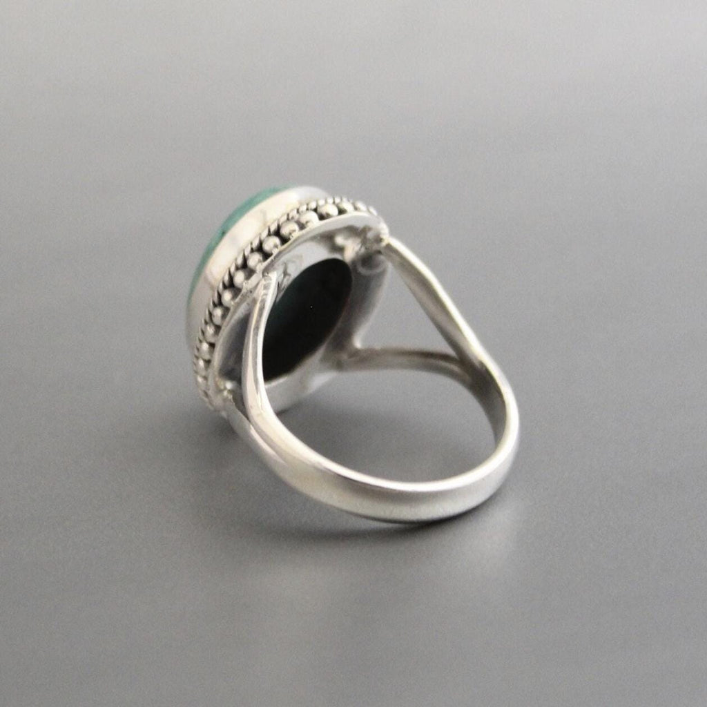 Sterling Silver Oval Turquoise Gemstone Ring, December Birthstone, Turquoise Statement Ring, gift for mom