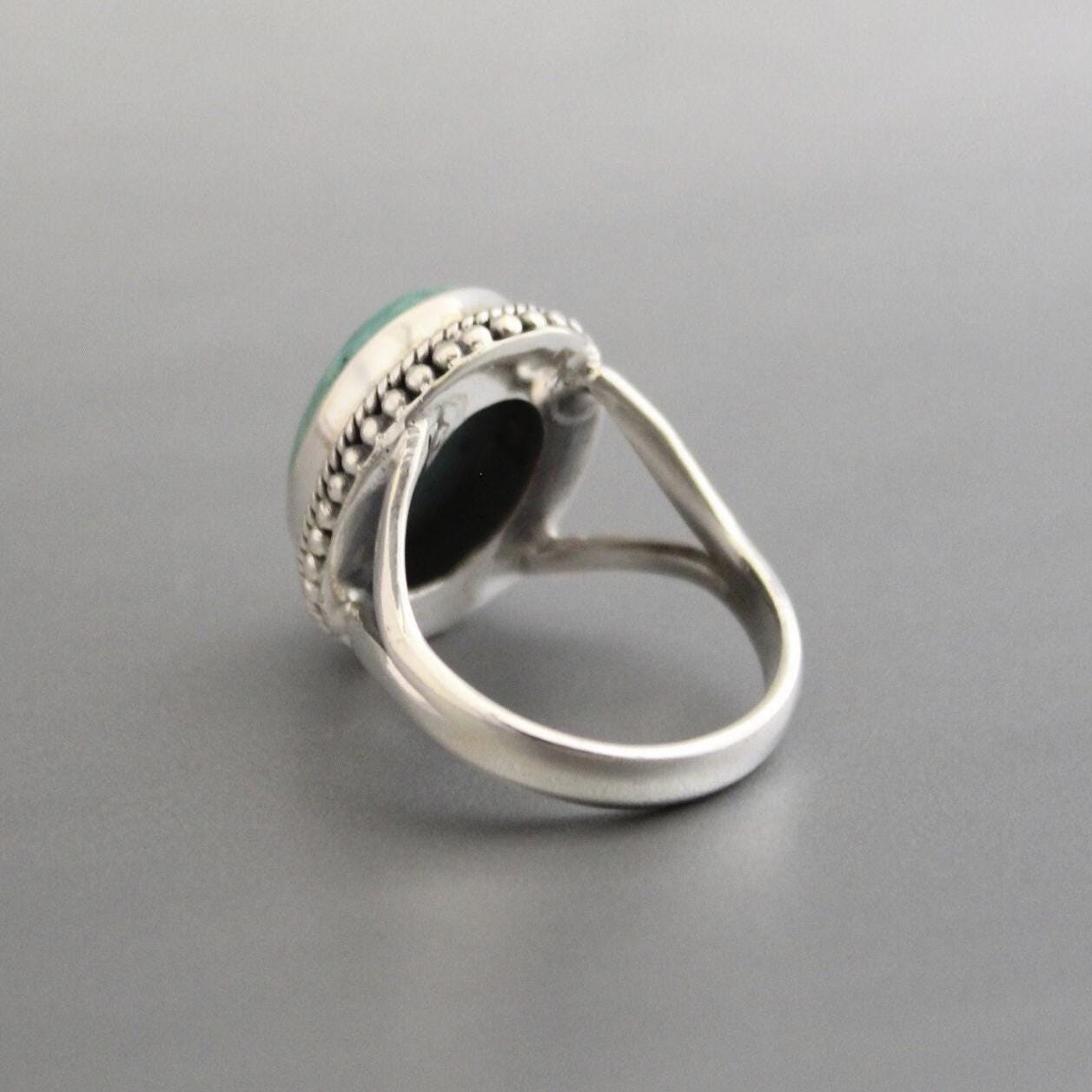 Sterling Silver Oval Turquoise Gemstone Ring, December Birthstone, Turquoise Statement Ring, gift for mom