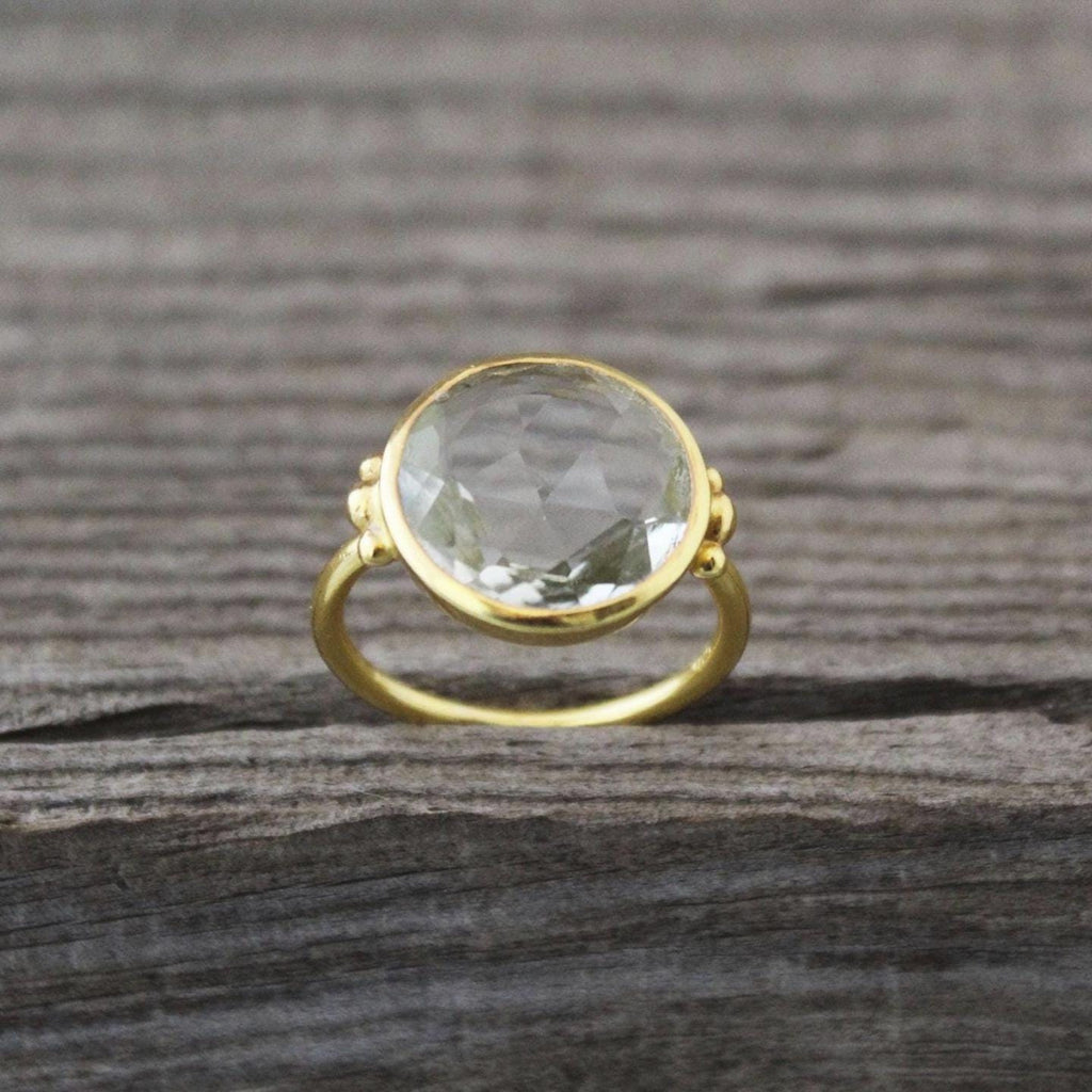 Green Amethyst Ring Sterling Silver