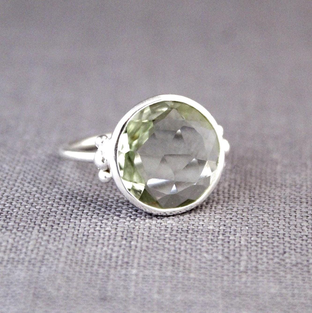 Green Amethyst Prasiolite Ring, Green Gemstone Rings, Anniversary Gift, Handmade jewelry, designer ring