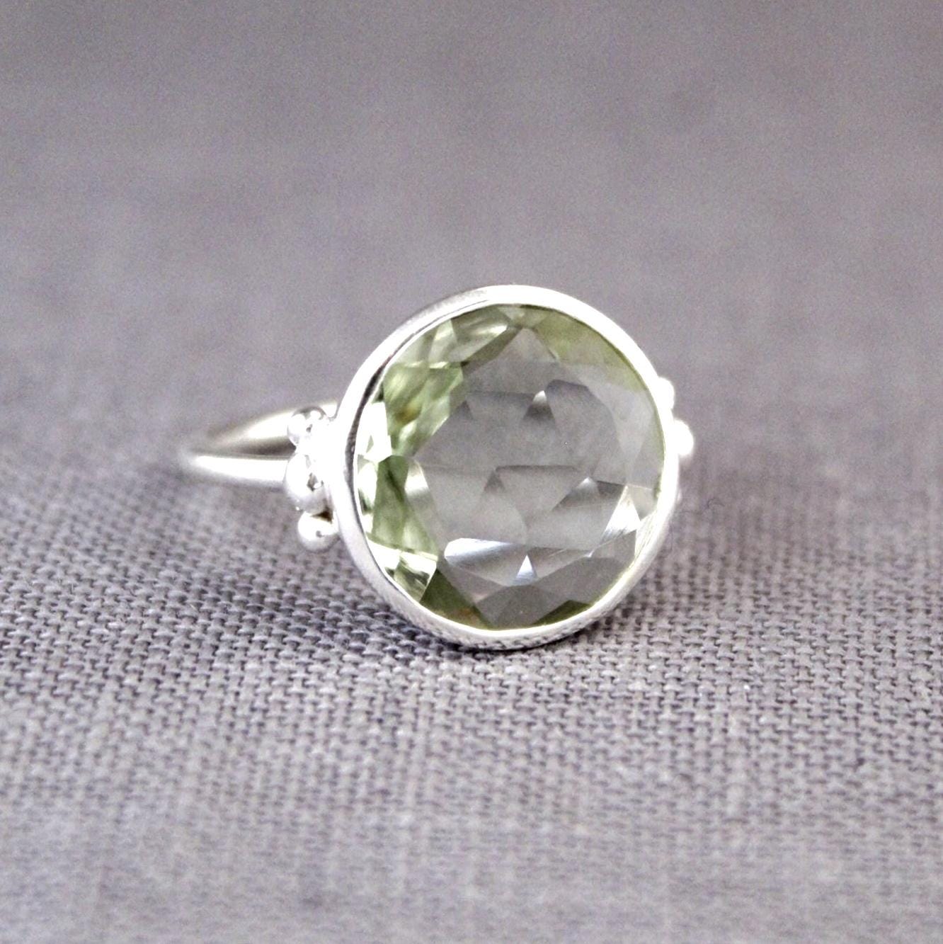 Green Amethyst Prasiolite Ring, Green Gemstone Rings, Anniversary Gift, Handmade jewelry, designer ring