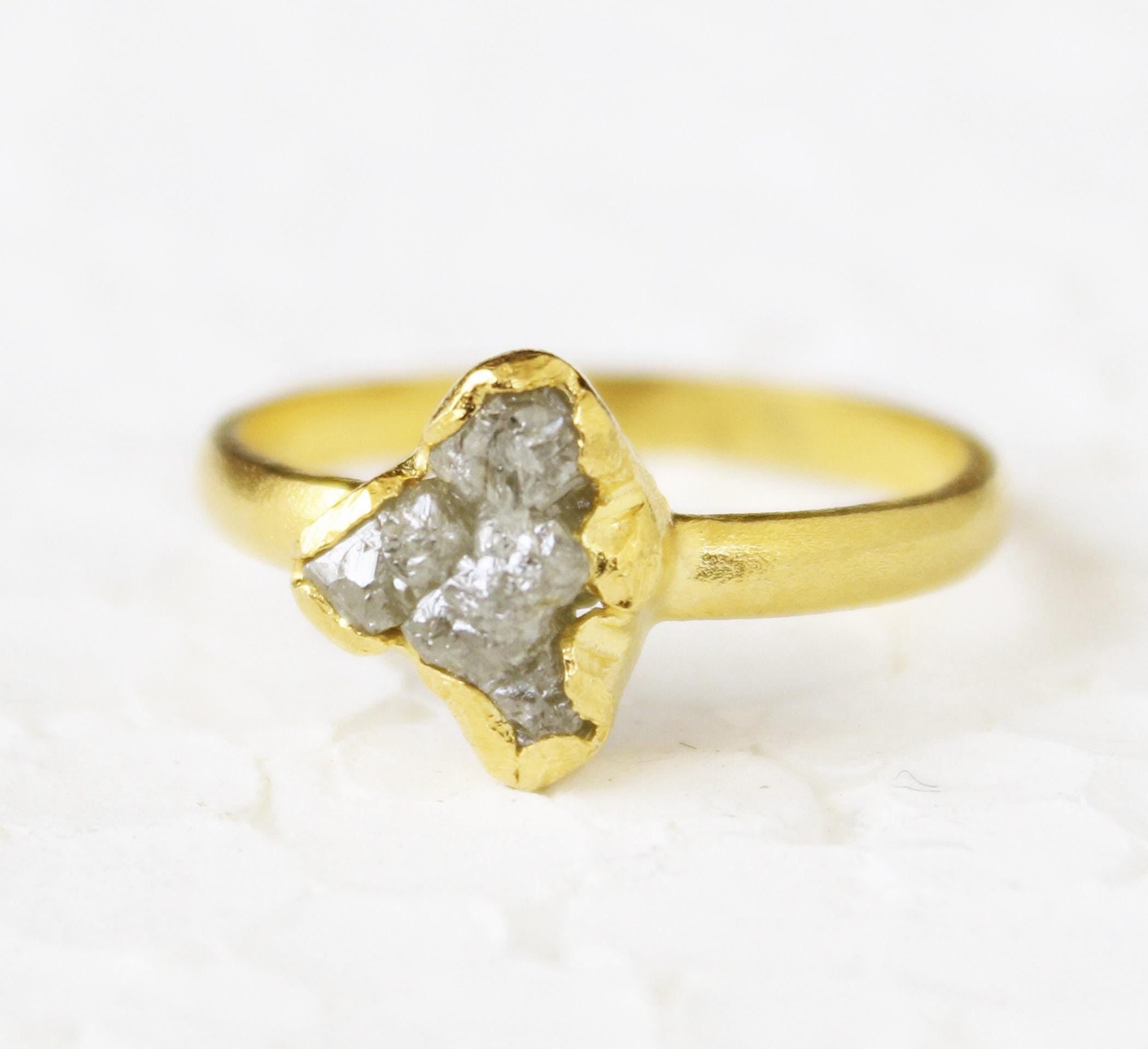 Raw Diamond Engagement Ring, 14k Gold Filled, Natural Rough Diamond, Uncut Diamond Ring, April Birthstone, Gift For Her