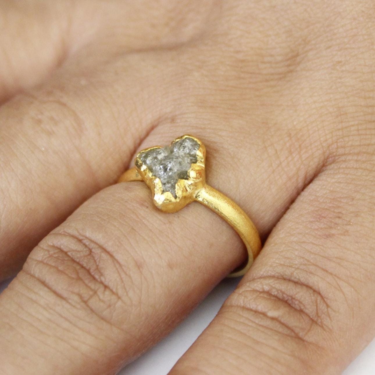 Raw Diamond Engagement Ring, 14k Gold Filled, Natural Rough Diamond, Uncut Diamond Ring, April Birthstone, Gift For Her