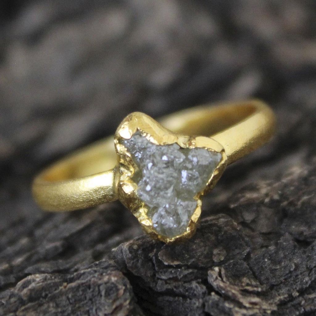 Raw Diamond Engagement Ring, 14k Gold Filled, Natural Rough Diamond, Uncut Diamond Ring, April Birthstone, Gift For Her