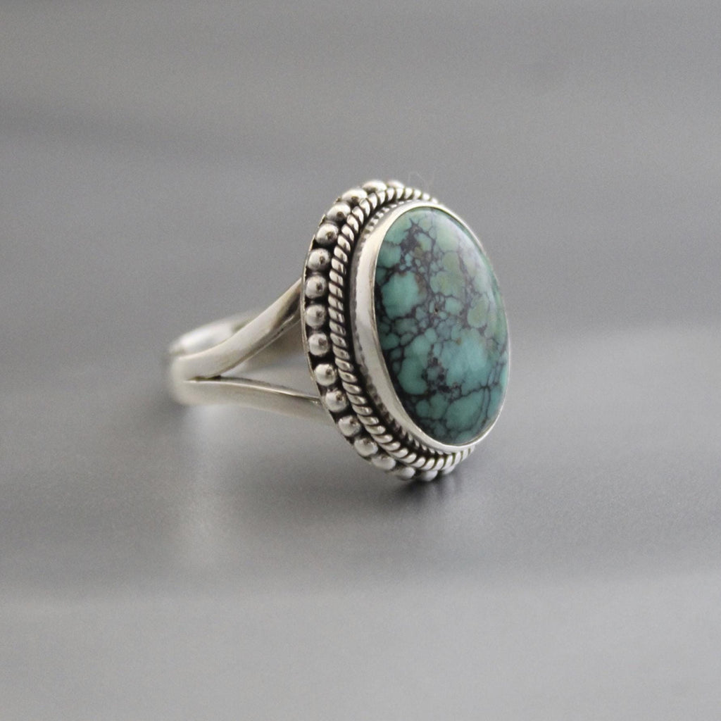 Sterling Silver Oval Turquoise Gemstone Ring, December Birthstone, Turquoise Statement Ring, gift for mom