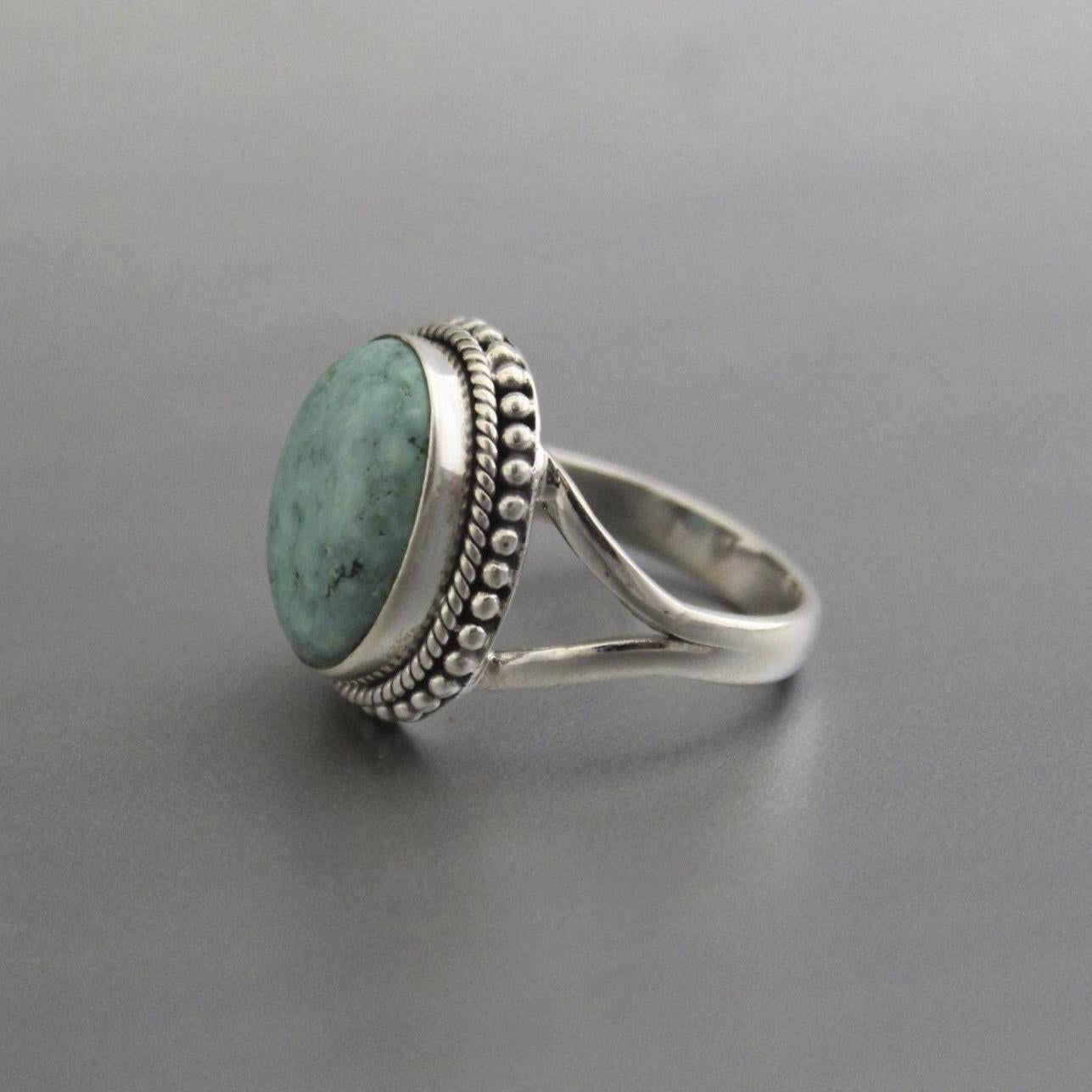 Sterling Silver Oval Turquoise Gemstone Ring, December Birthstone, Turquoise Statement Ring, gift for mom