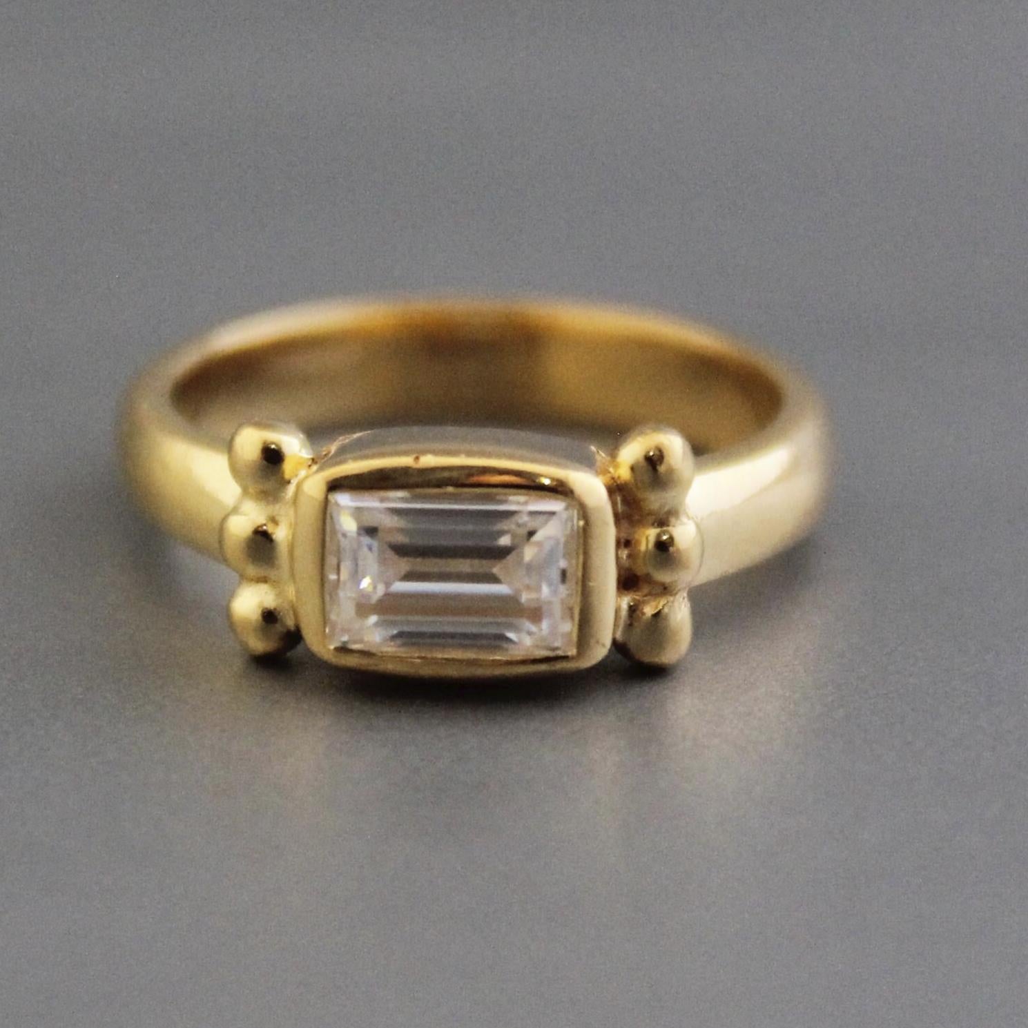 moissanite engagement ring, 14K Gold Solitaire Ring, Alternative Wedding Ring For Women, Anniversary gift