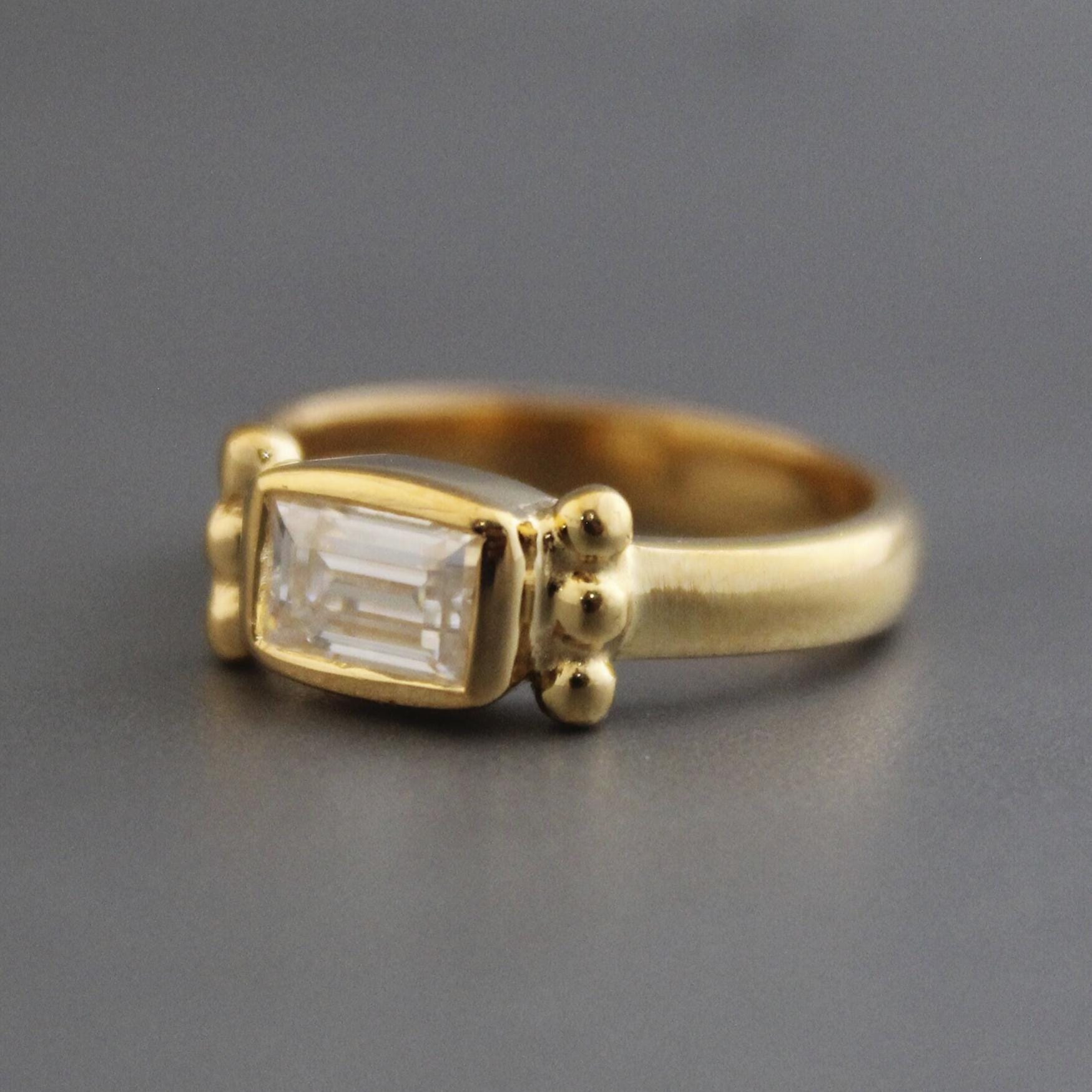 moissanite engagement ring, 14K Gold Solitaire Ring, Alternative Wedding Ring For Women, Anniversary gift