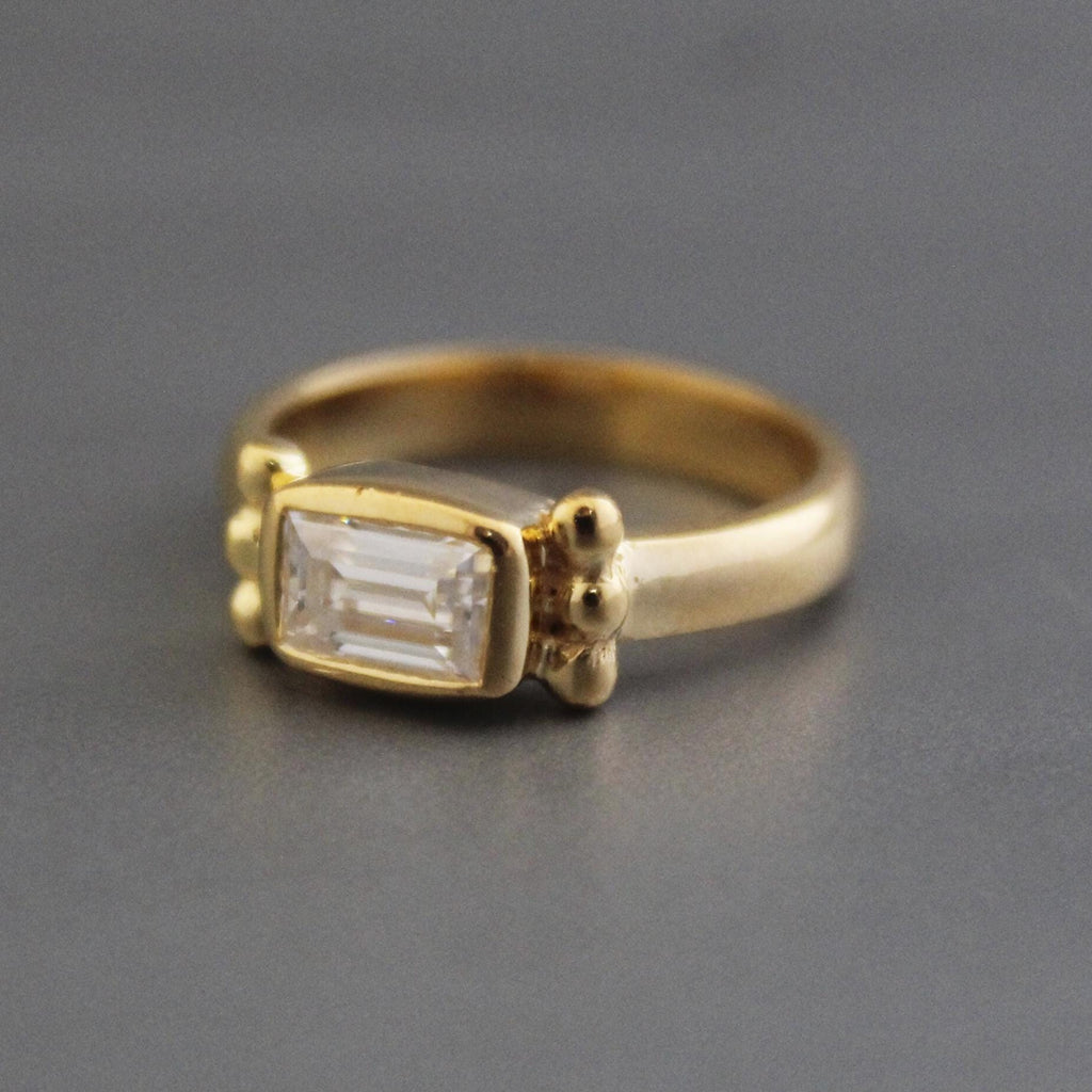 moissanite engagement ring, 14K Gold Solitaire Ring, Alternative Wedding Ring For Women, Anniversary gift
