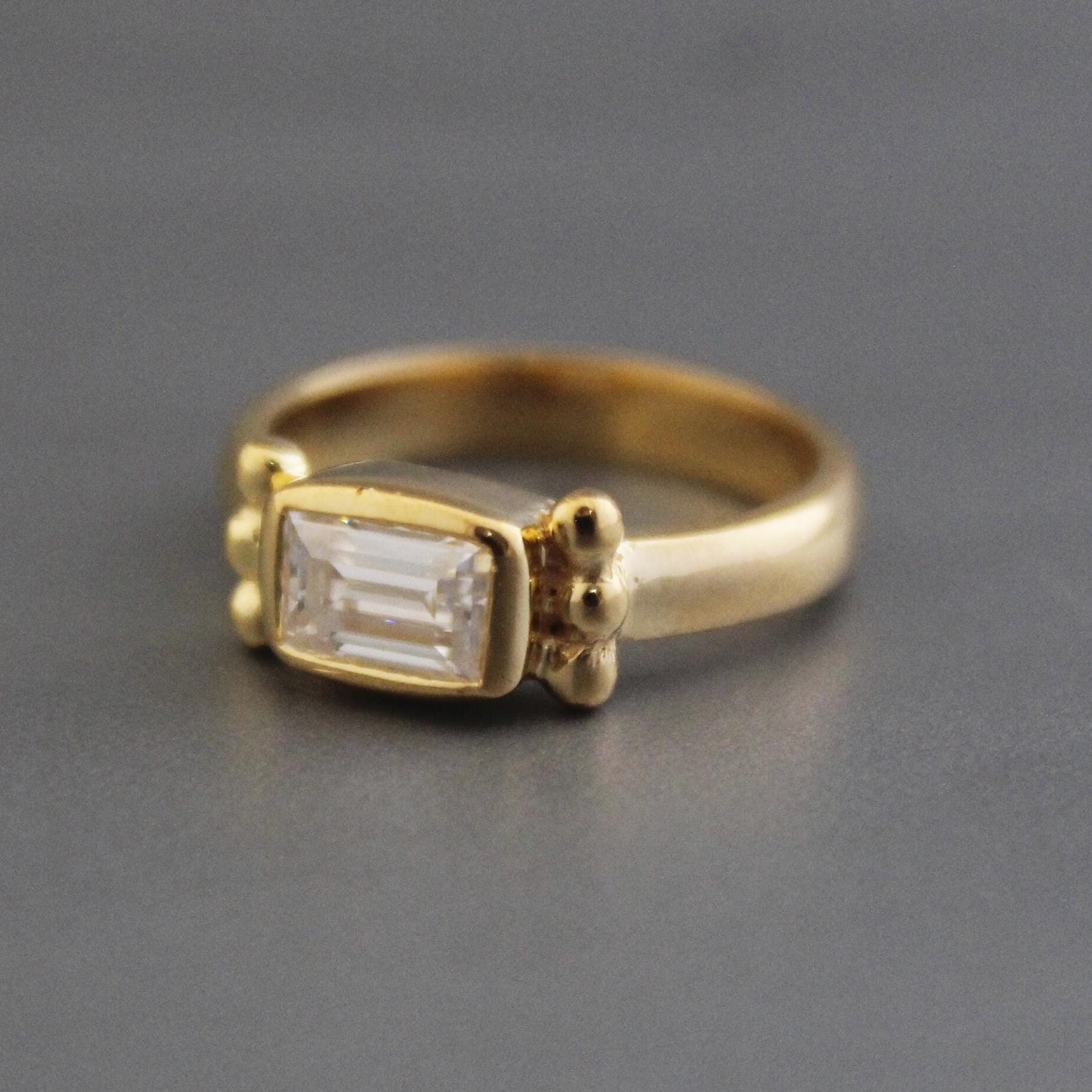 moissanite engagement ring, 14K Gold Solitaire Ring, Alternative Wedding Ring For Women, Anniversary gift