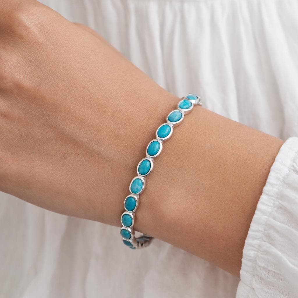 Turquoise Bracelet, Sterling Silver, December Birthstone, Bridal Jewelry Gift, Gift For Her, Healing Crystal Jewelry, Birthday Gift