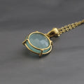Aqua Chalcedony Necklace, Dainty Sterling Silver Gemstone Pendant, stone pendants, mothers day gift, Victorian Pendant Necklace