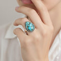 Copper Turquoise Ring, December Birthstone, Gift for Mom, turquoisering, silvered-turquoise