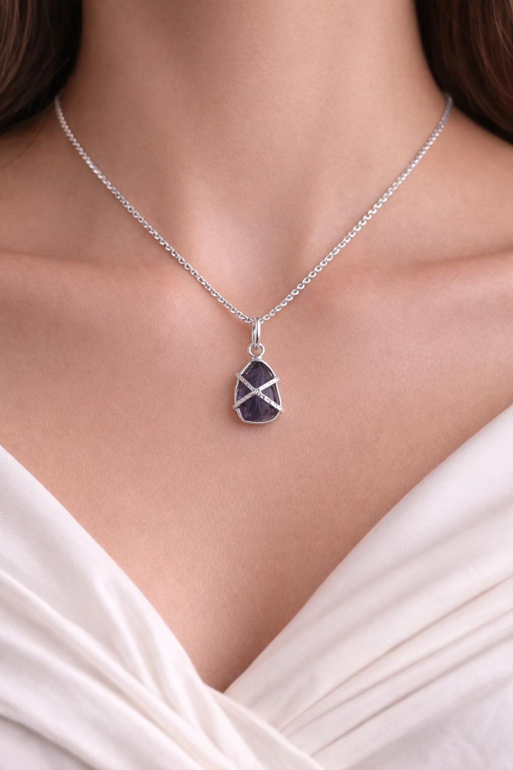 Raw Amethyst Necklace, Raw Crystal Necklace, February Birthstone Pendant, Purple Necklace, Birthday gifts for friend