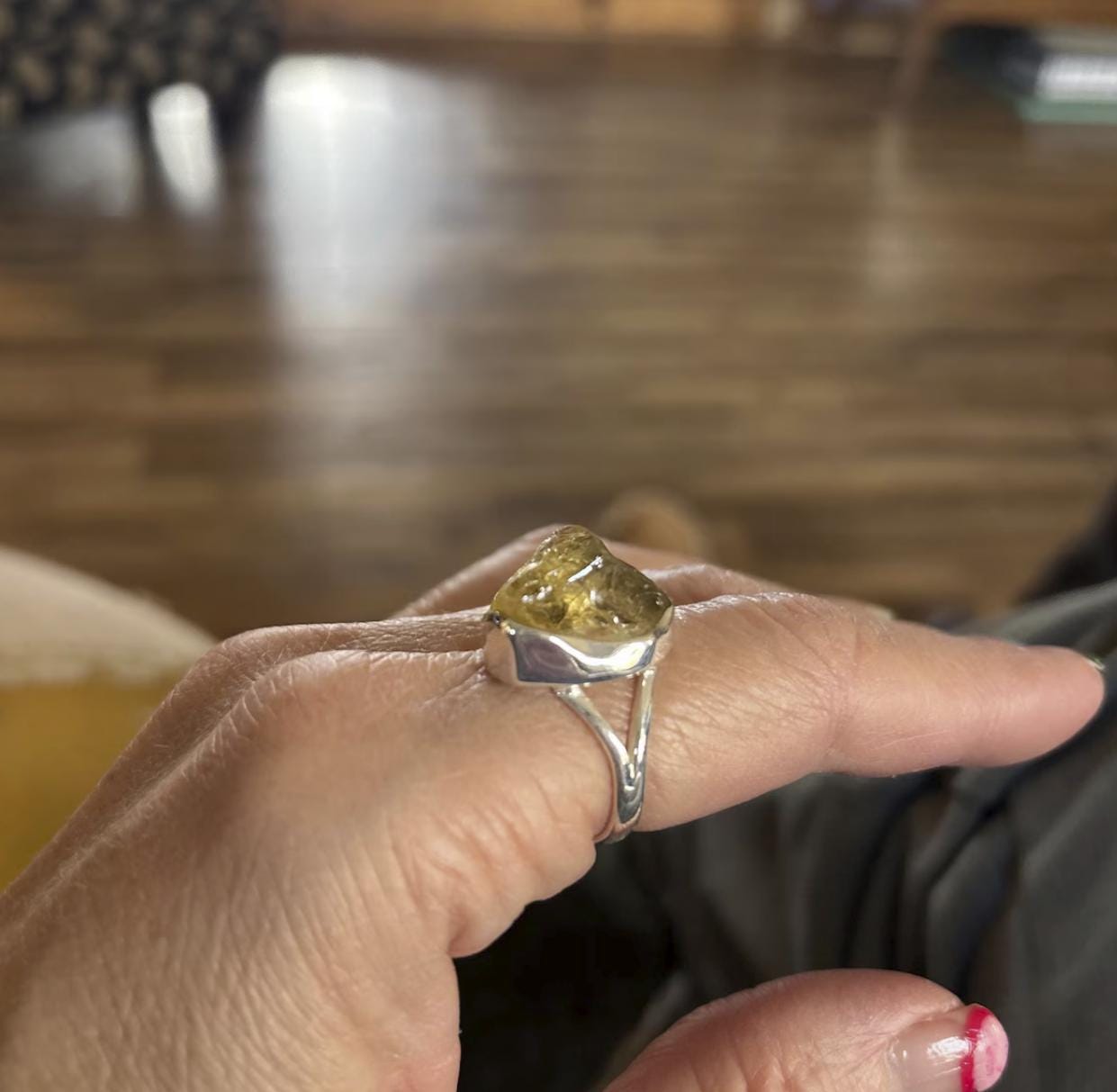 Raw Citrine Sterling Silver Ring: Chunky November Birthstone