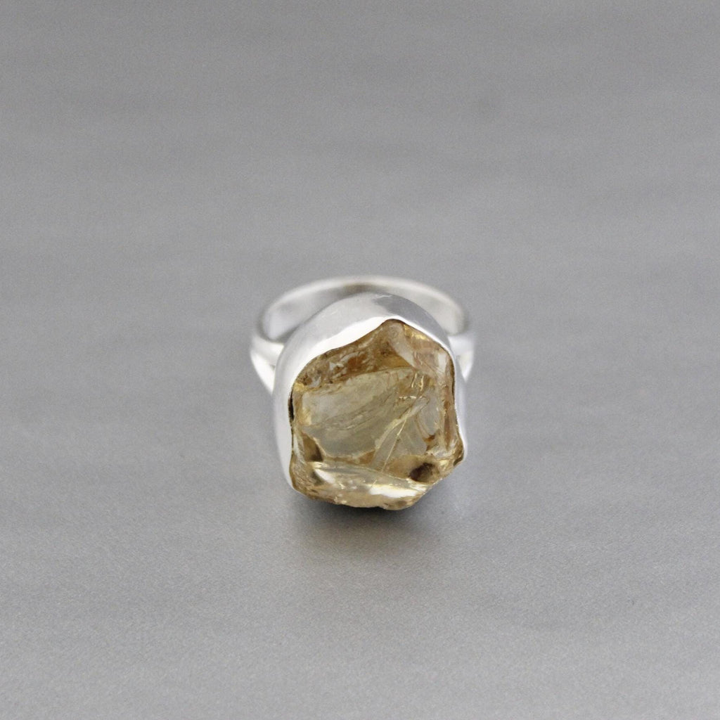 Raw Citrine Sterling Silver Ring: Chunky November Birthstone