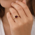 Garnet Ring, Teardrop Gemstone, 18K Gold Filled, Handmade Ring, Wedding Jewelry, White Rainbow, Gift Ring, January Birthstone