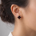 Garnet Earrings Studs, Dainty Gold Studs, January Birthstone Jewelry,18K Gold studs, Gemstone Earrings, Designer Studs, Gift for Mom