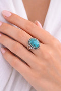 Turquoise Ring In 925 Sterling Silver, Oval gemstone Ring, December Birthstone, Oval Sterling Silver Bohemian Jewelry