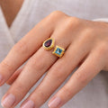 multi stone ring, Custom 2 Birthstone Ring, Personalized Family Ring for Mom, Best Friends Gift, Dainty Gold Birthstone Jewelry