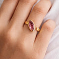 Pink Tourmaline Ring, Dainty Gold Ring, Adjustable Band, Pink Gemstone Ring, 925 Sterling Silver Jewelry, Birthday Gift, Ring For Mother