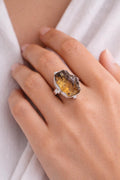 Raw Citrine Ring, Sterling Silver Rings for Women, Raw Stone Ring, Stackable Rings, Gemstone Ring, Boho Jewelry, Crystal Ring, Minimalist