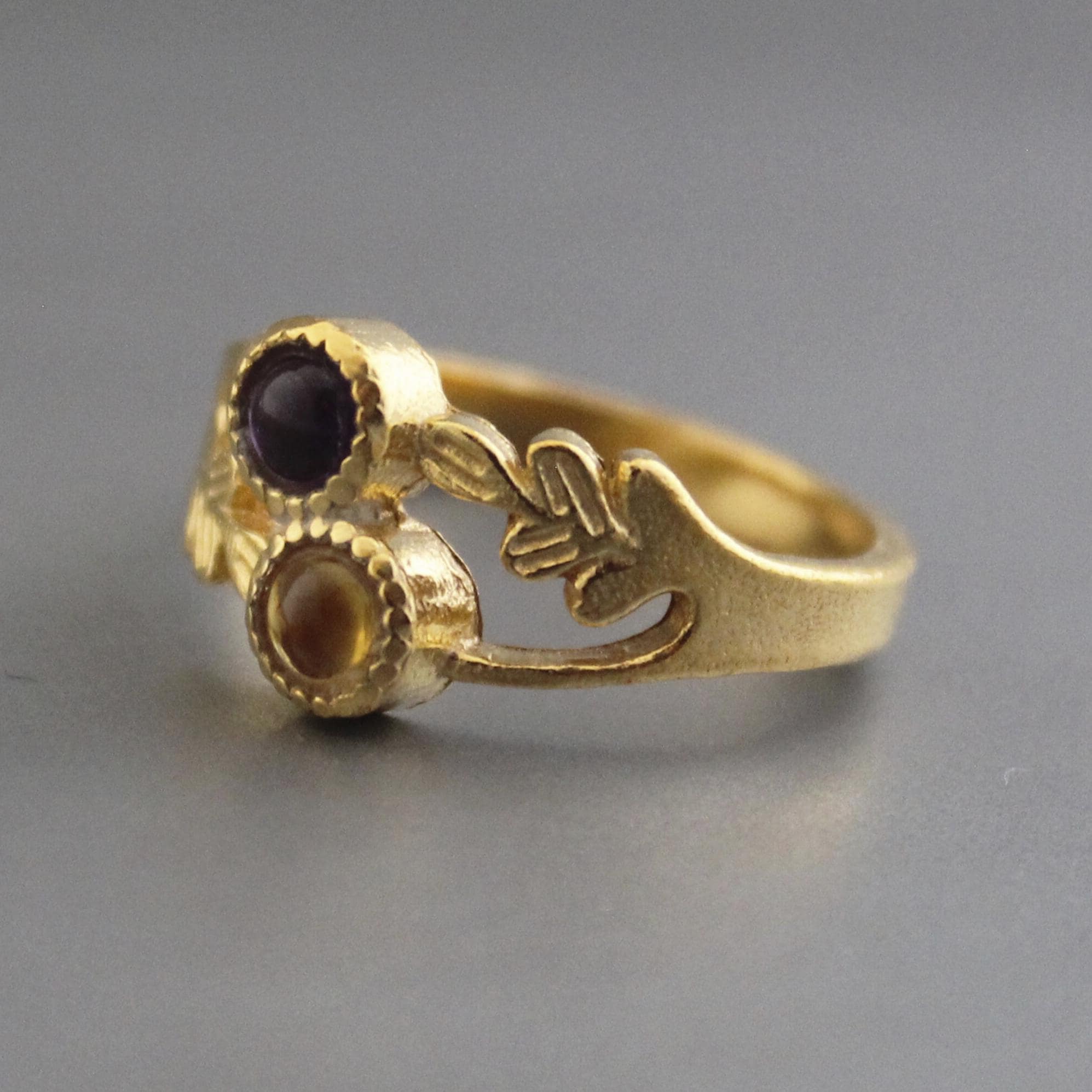 Citrine Ring, Amethyst Ring, Multi stone rings, Birthstone Ring for Mom, Mothers Day Gift, Personalized Birthstone Jewelry Gift for Her