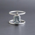 Aquamarine Ring, Octagon Cut, Silver March Birthstone, gift for Mom